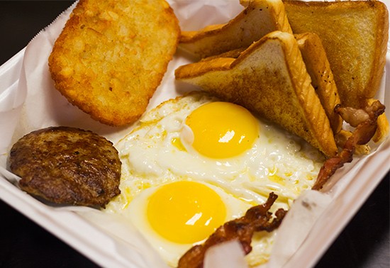 Breakfast, like this "Rise & Shine," is served all day at Taste Budz Take Out. | Photos by Mabel Suen