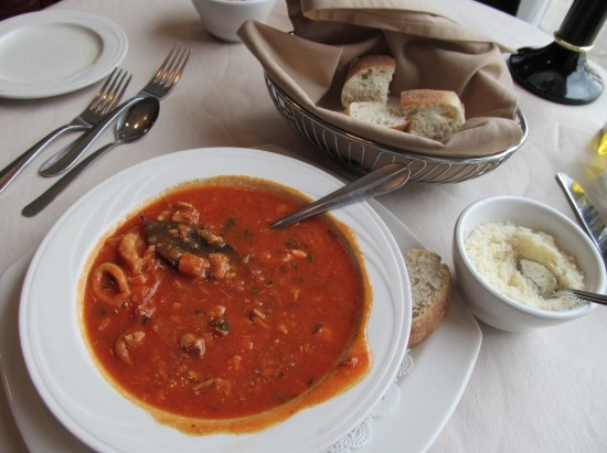 A bowl of Cafe Napoli's cioppino, a tomato-based seafood stew. - Stephen Fairbanks
