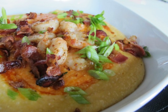 The cheddar grits topped with shrimp and bacon at Soho. - Rease Kirchner