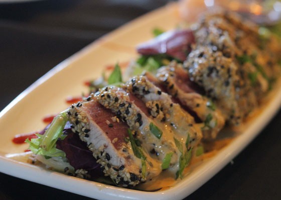 Ahi tuna sashimi with wasabi, pickled ginger and Sriracha. | Nancy Stiles