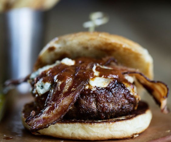 The "BBBB" is barbecued burger made of a blend of bison, blue cheese and bacon on a brioche bun. - Jennifer Silverberg