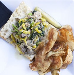 Dressel's porchetta sandwich, featured on Diners, Drive-Ins and Dives - Jennifer Silverberg