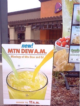 Taco Bell's "MTN Dew A.M." breakfast cocktail. - Image via