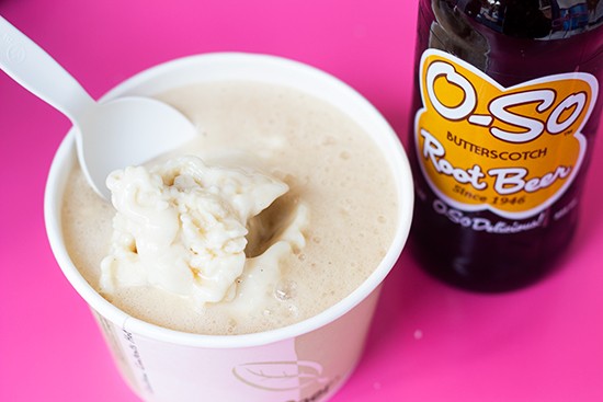 DIY float: Vanilla soy ice cream with butterscotch root beer.