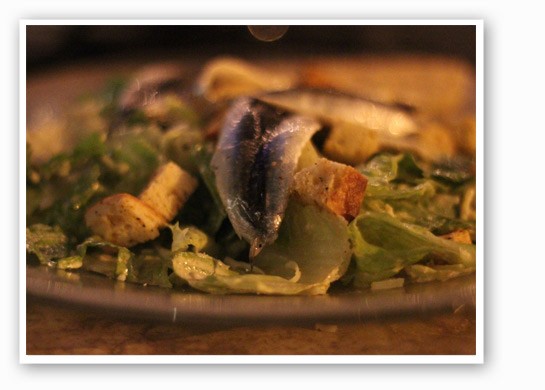 &nbsp;&nbsp;&nbsp;&nbsp;&nbsp;&nbsp;&nbsp;Caesar salad with romaine lettuce, white anchovy, garlic and parmesan. | Nancy Stiles
