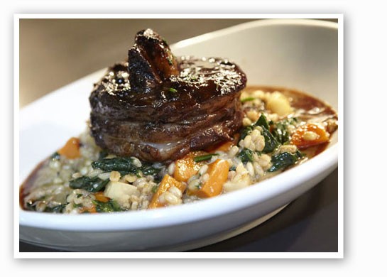 &nbsp;&nbsp;&nbsp;&nbsp;&nbsp;&nbsp;&nbsp;Molly's Beef Burgundy over barley risotto and roasted root veggie. | Steve Truesdell