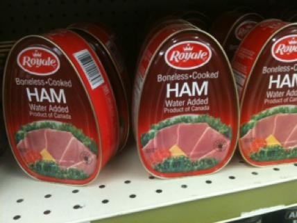 Canned hams, awaiting your great-great-great Aunt Helen. - Robin Wheeler