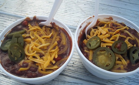 Pick your poison: You got your Chili Cheetos on the left and a Chili Slider Bowl on the right. - Robin Wheeler