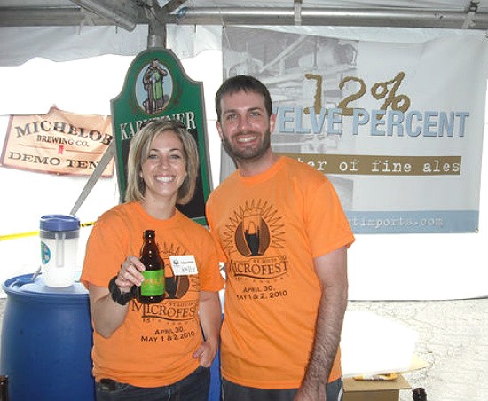 Volunteers sipping beers at 2010's St. Louis Microfest. - RFT Photo