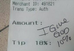 You shall tip no other gods more than me. - Reddit