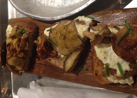 Toast topped with ricotta cheese and mushrooms. | Nancy Stiles