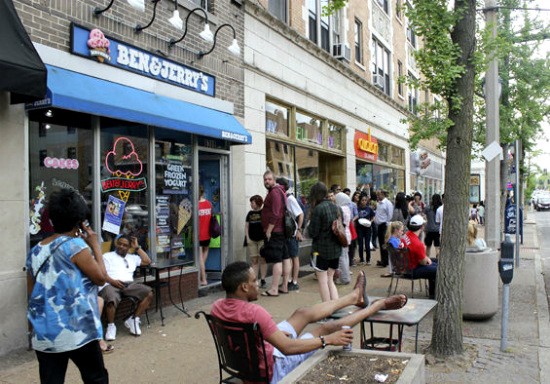 A line forming for free cones last year at the Ben & Jerry's in the Delmar Loop. - Gail Dixon