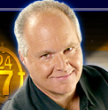 Rush Limbaugh, man with an electric blue halo.