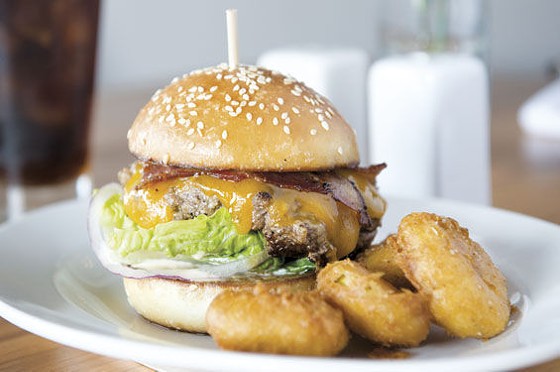 Small Batch Whiskey & Fare's vegetarian burger. | Caroline Yoo