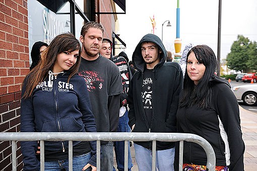 Fans lined up outside the Pageant before the show. See more photos from last night's show. - Photo: Todd Owyoung