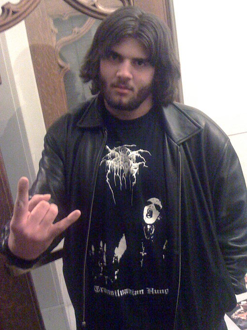 Metal fan Brent Dossett of Collinsville, Illinois.