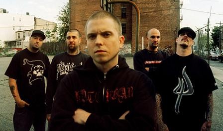 Hatebreed, with Jamey Jasta in the middle.