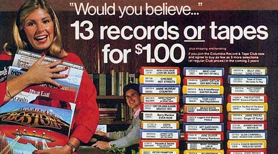 A vintage Columbia House ad from some hellish year in the past.