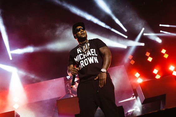 Jeezy urges the crowd to think about Michael Brown. - Bryan Sutter