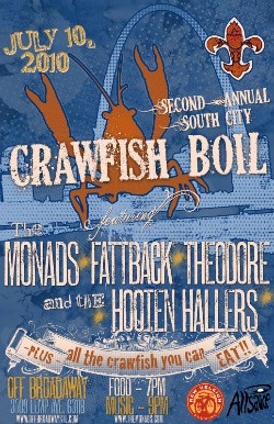 this year's Crawfish Boil flyer, complete with crawfish fleur-de-lis
