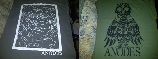 Anodes shows off two t-shirt designs, both of which will be available this week. - A.J. Hofstetter