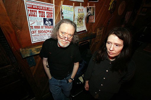 Uncle Monk's Tommy Ramone and Claudia Tienan pose for a photo before going on stage. View more photos from last night. - Photo: Nick Schnelle
