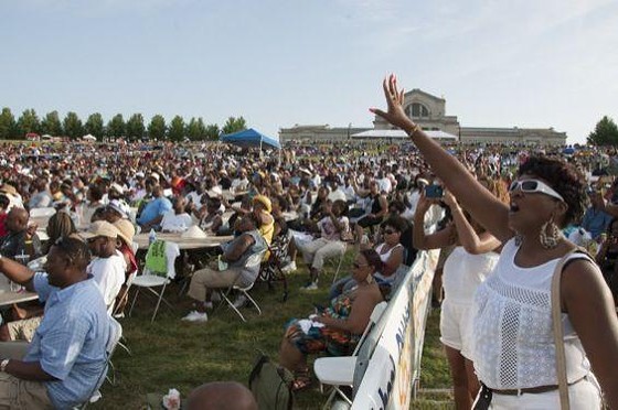 Fans at Kinfolks Soul Food Festival on Saturday -- before things got messy. - Micah Usher for Riverfront Times