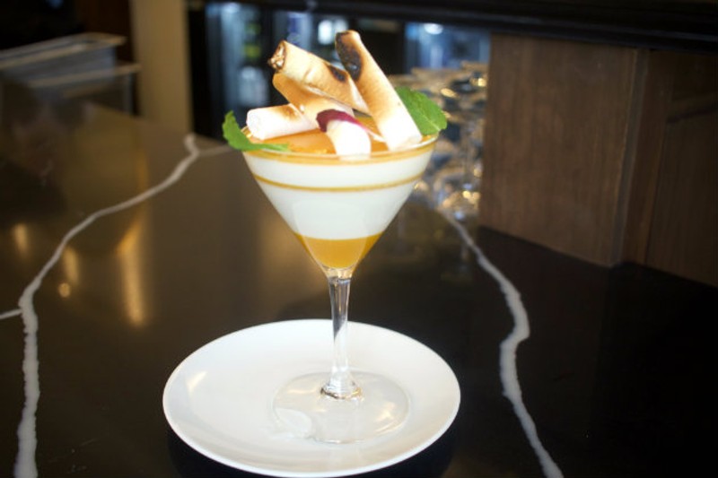 Coconut panna cotta is one of Grand Tavern's whimsical desserts. - CHERYL BAEHR