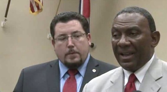 Ed Beasley (right), Ferguson's new city manager, told a press conference that taking the position was "a calling" and "a great opportunity." - Fox2