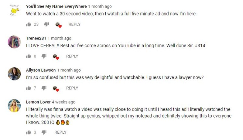 As far as YouTube comment sections go, this is as good as it gets. - VIA YOUTUBE