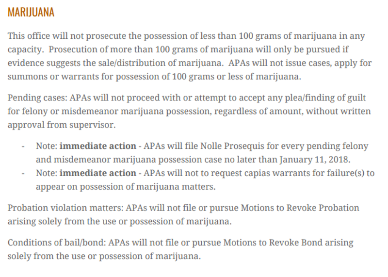 The leaked Bell memo's section on marijuana policy. - VIA POST-DISPATCH