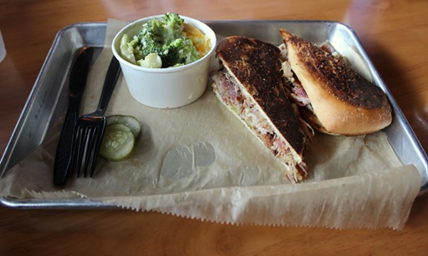 The Cubano sandwich and broccoli casserole, the seasonal vegetable of the day. - Photo by Lauren Milford