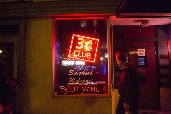 One of the 34 Club's many quirks is that it's accessible through a front door as well as a back door in the alley. - Eric Frazier