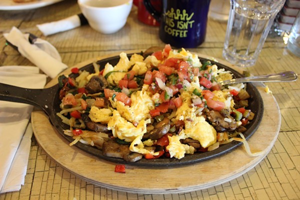 The loaded greens skillet at the Shack. - Photo by Lauren Milford