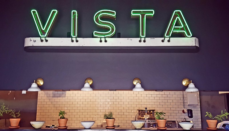 VISTA Ramen got its name from the neon sign that greets customers as they walk into the ramen house. Jeremy and Casey Miller, two of VISTA's three owners, asked a friend for a one word neon sign for the restaurant, and VISTA earned its name. - KAVAHN MANSOURI