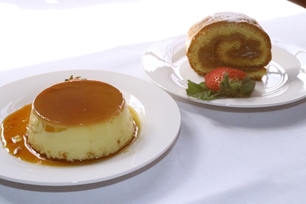 Flan-Creme caramel custard, Pionono- Soft sponge cake filled with dulce de leche - Chelsea Neuling