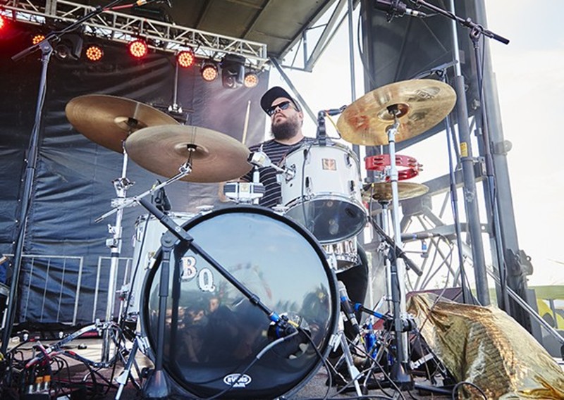 Bruiser Queen drummer Jason Potter, performing at this year's LouFest. - PHOTO BY STEVE TRUESDELL