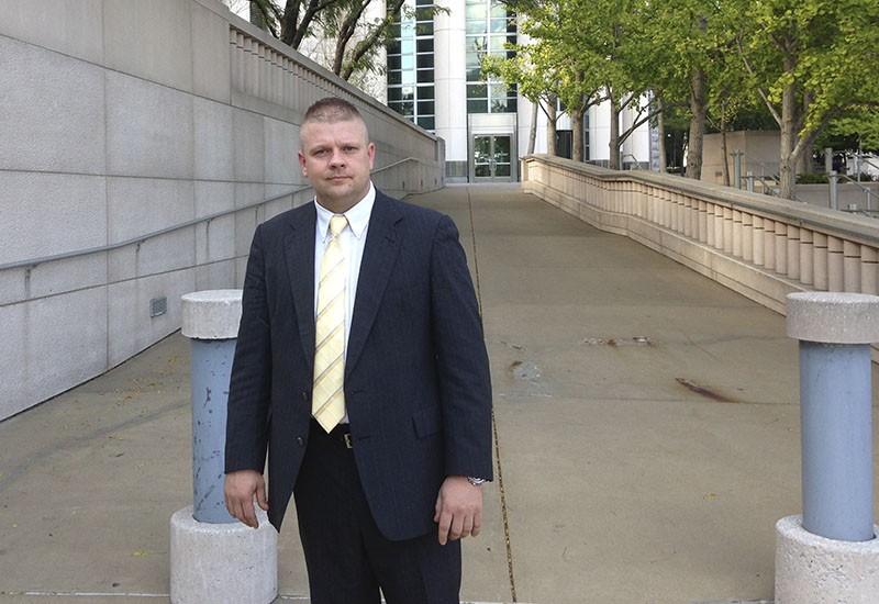 Ex-Pine Lawn Lt. Steven Blakeney leaves the federal courthouse in St. Louis on October 5. - PHOTO BY DOYLE MURPHY