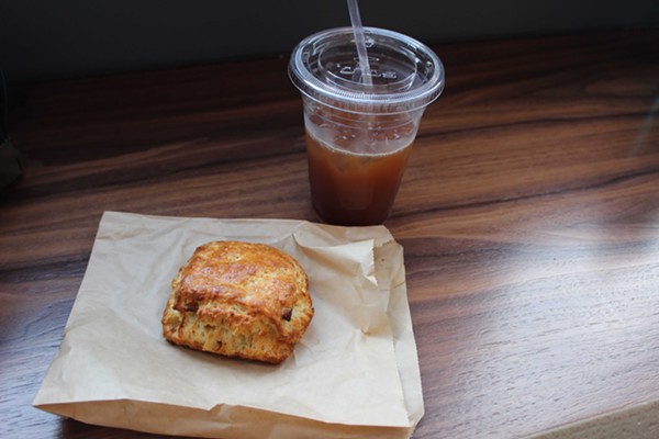 Caramelized onion and cheddar scone. - Photo by Lauren Milford