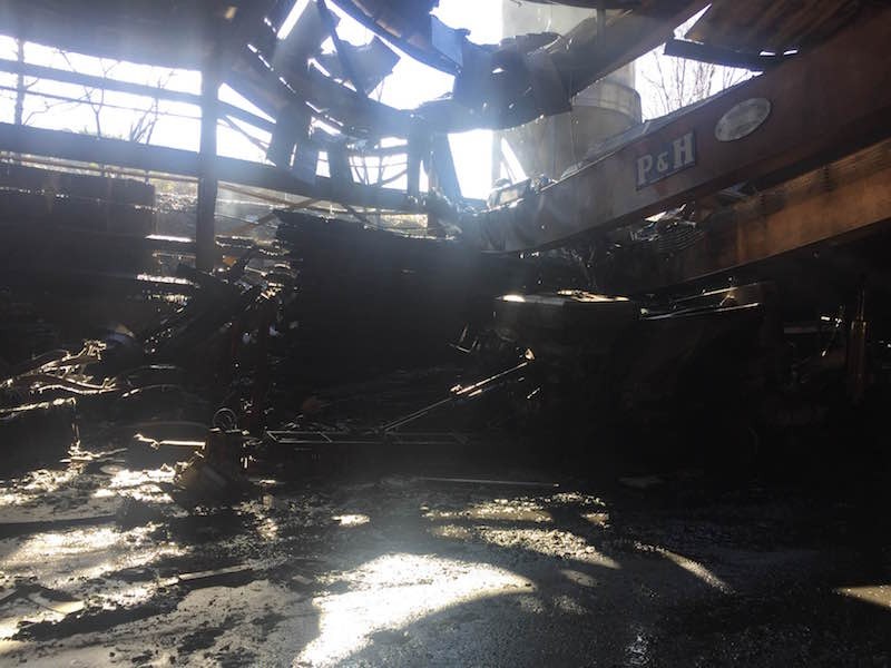 A photo taken on December 9 shows damage at Cementland's warehouse. - PHOTO COURTESY OF GIOVANNA CASSILLY
