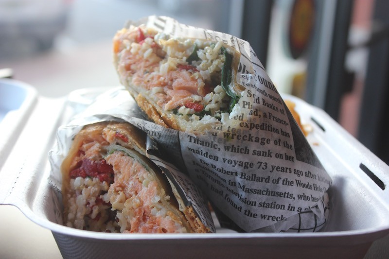 The "Wild Salmon Phatada" includes baked salmon and whipped feta in a lightly fried flatbread. - PHOTO BY SARAH FENSKE