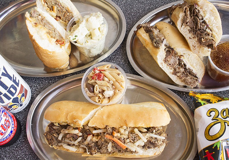 The meatloaf sandwich, French dip and jerk chicken sandwich. - PHOTO BY MABEL SUEN