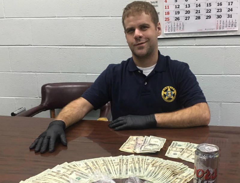 Boasting  of his prowess in taking down drug dealers, Mississippi County Sheriff Cory Hutcheson showed off seized assets in a Facebook post. - Image via Mississippi County Sheriff Facebook page