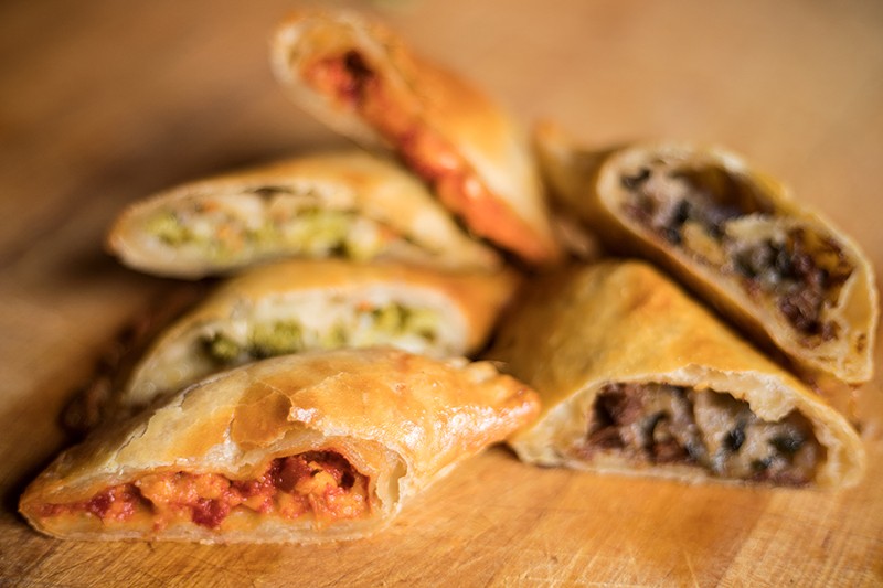 Hand pies come in a few different options: broccoli cheddar, pizza and steak 'n' tater. - MABEL SUEN