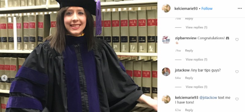 Kelcie Miller failed the bar exam twice, but she claimed on Instagram to have "tons" of tips. - INSTAGRAM
