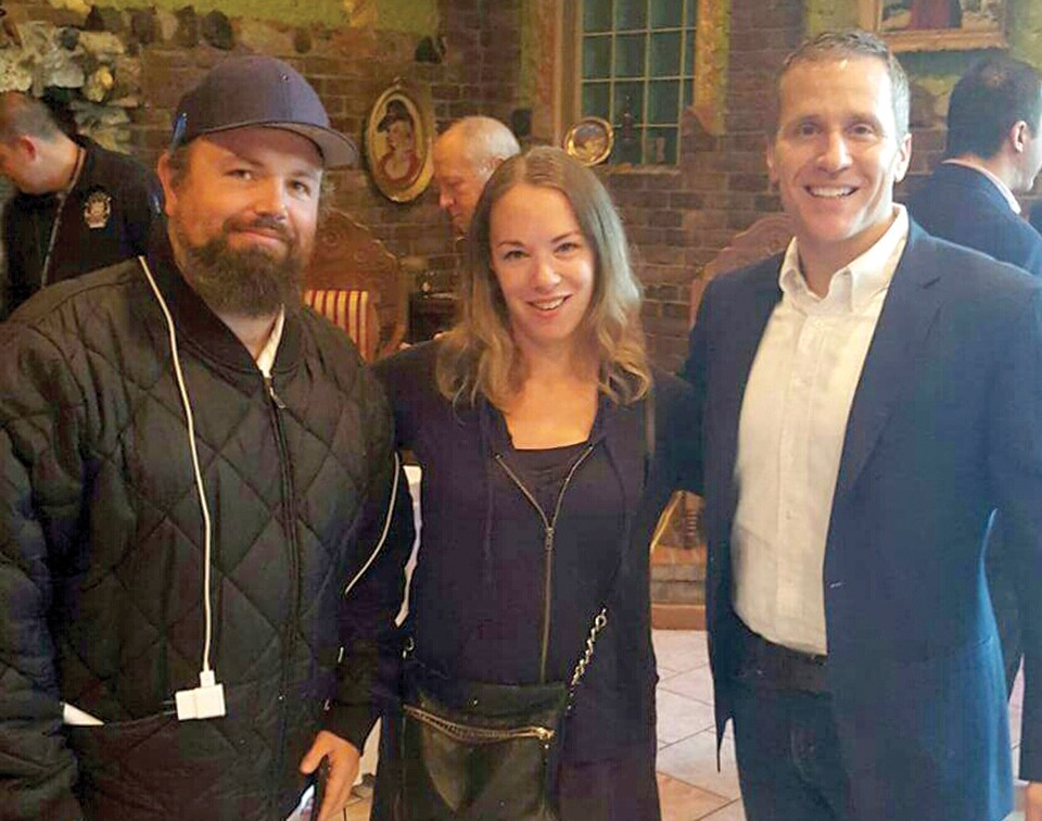As a reporting duo, Sarah Kendzior and Umar Lee met gubernatorial candidate Eric Greitens, right, in 2016. - COURTESY OF SARAH KENDZIOR