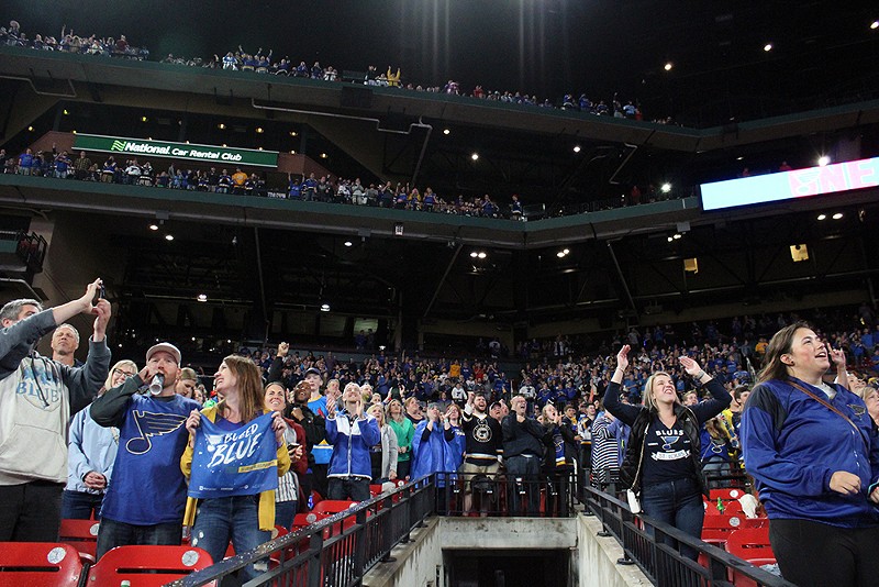 Blues fans filled Busch Stadium to watch the Stanley Cup last week. - KATIE COUNTS