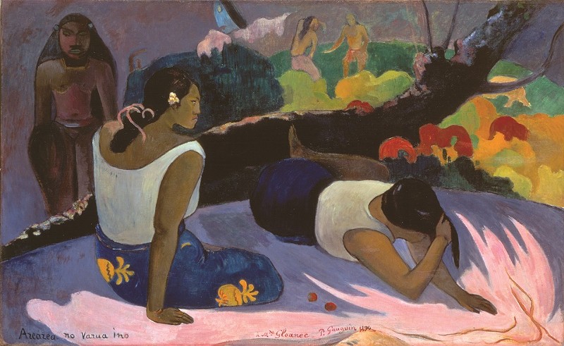 Paul Gauguin, French, 1848–1903; Reclining Tahitian Women, or The Amusement of the Evil Spirit (Arearea no varua ino), 1894; oil on canvas; 23 5/8 x 38 9/16 inches; Ny Carlsberg Glyptotek, Copenhagen MIN 1832
