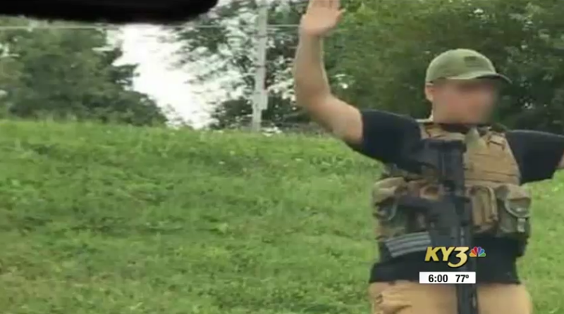 A still photo from the scene where the suspect was detained by police. - SCREENSHOT FROM KY3'S REPORT