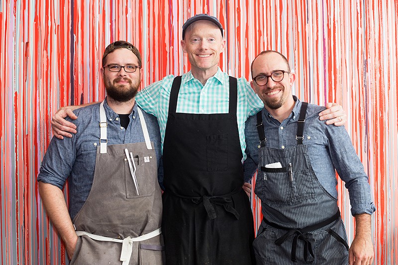 From left: sous chef Justin Bell, chef-owner Rob Connoley and beverage director Chris Voll avoid kitsch and stereotype in the new restaurant. - MABEL SUEN